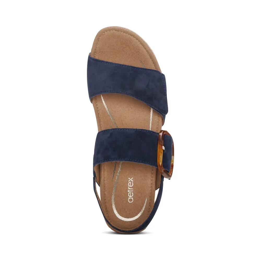 Sandale à talon compensé Ashley pour femme de Aetrex en bleu marine