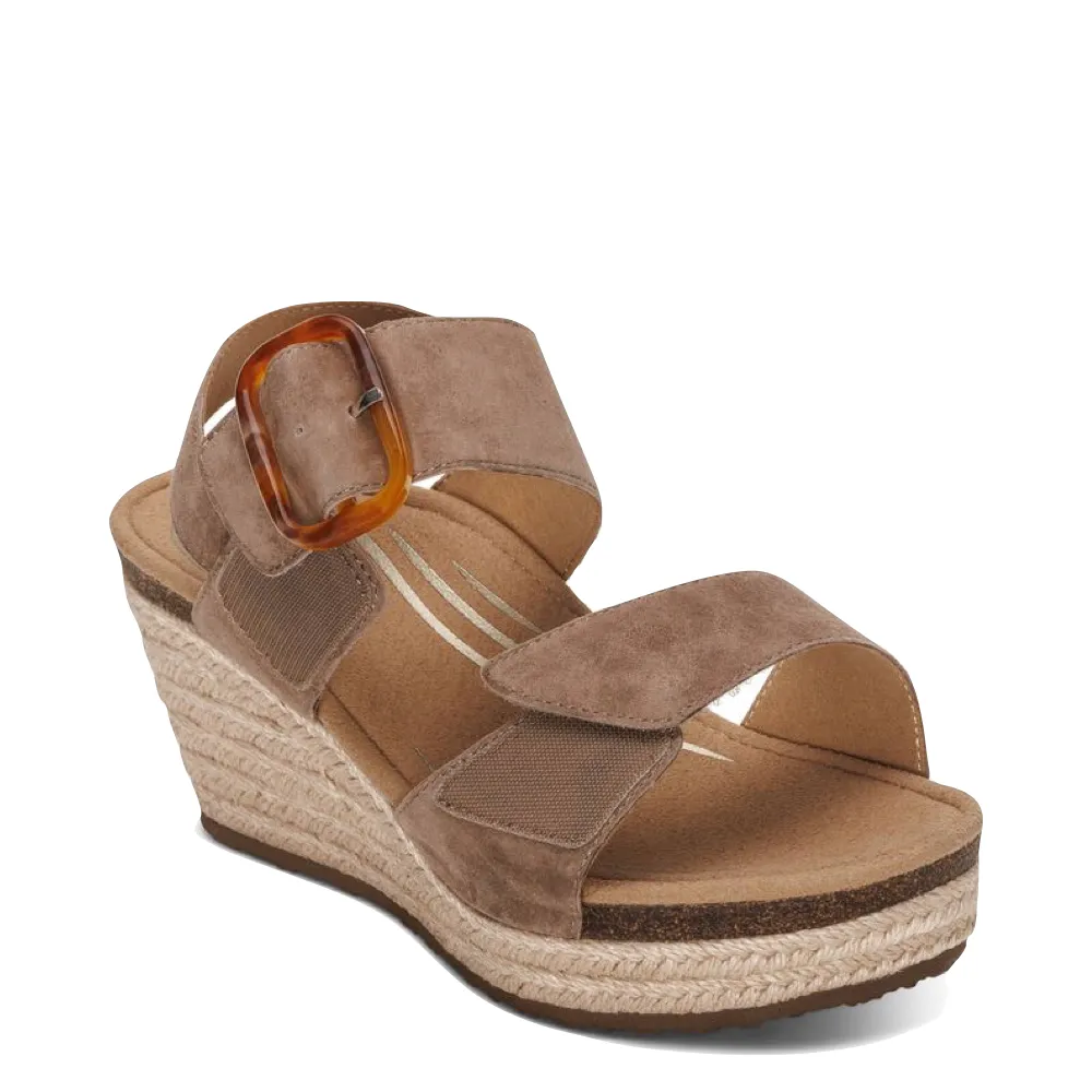Sandale à talon compensé Ashley pour femme Aetrex en taupe