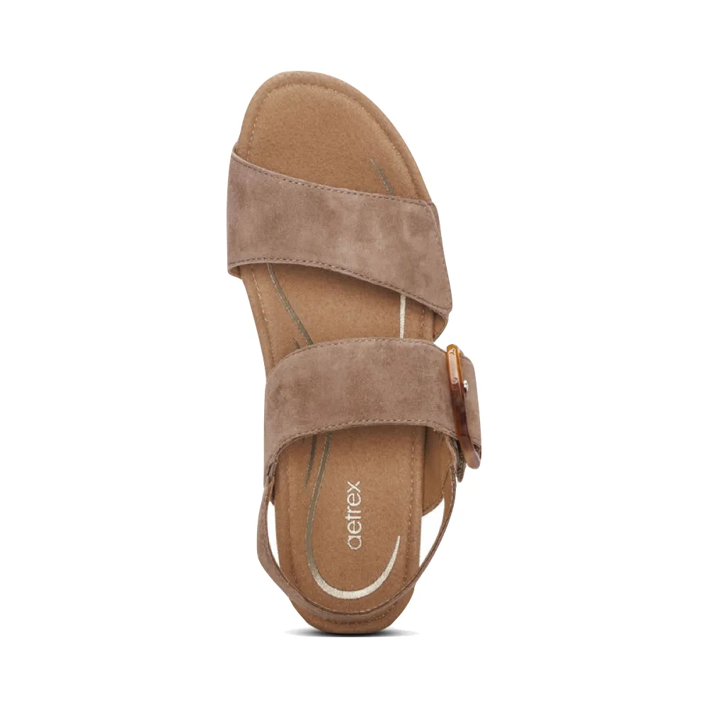 Sandale à talon compensé Ashley pour femme Aetrex en taupe