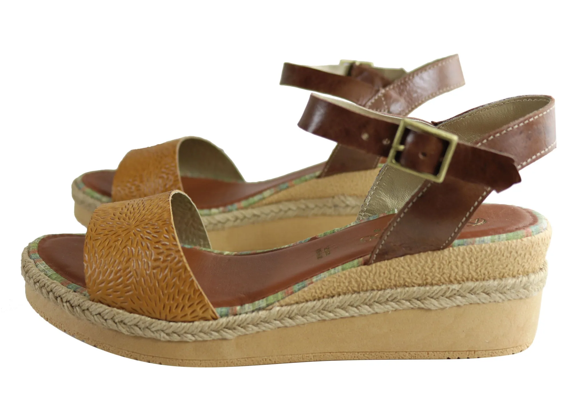 Andacco Zara Sandales Femme Brésiliennes Confortables à Talon Compensé en Cuir Chaussures Andacco