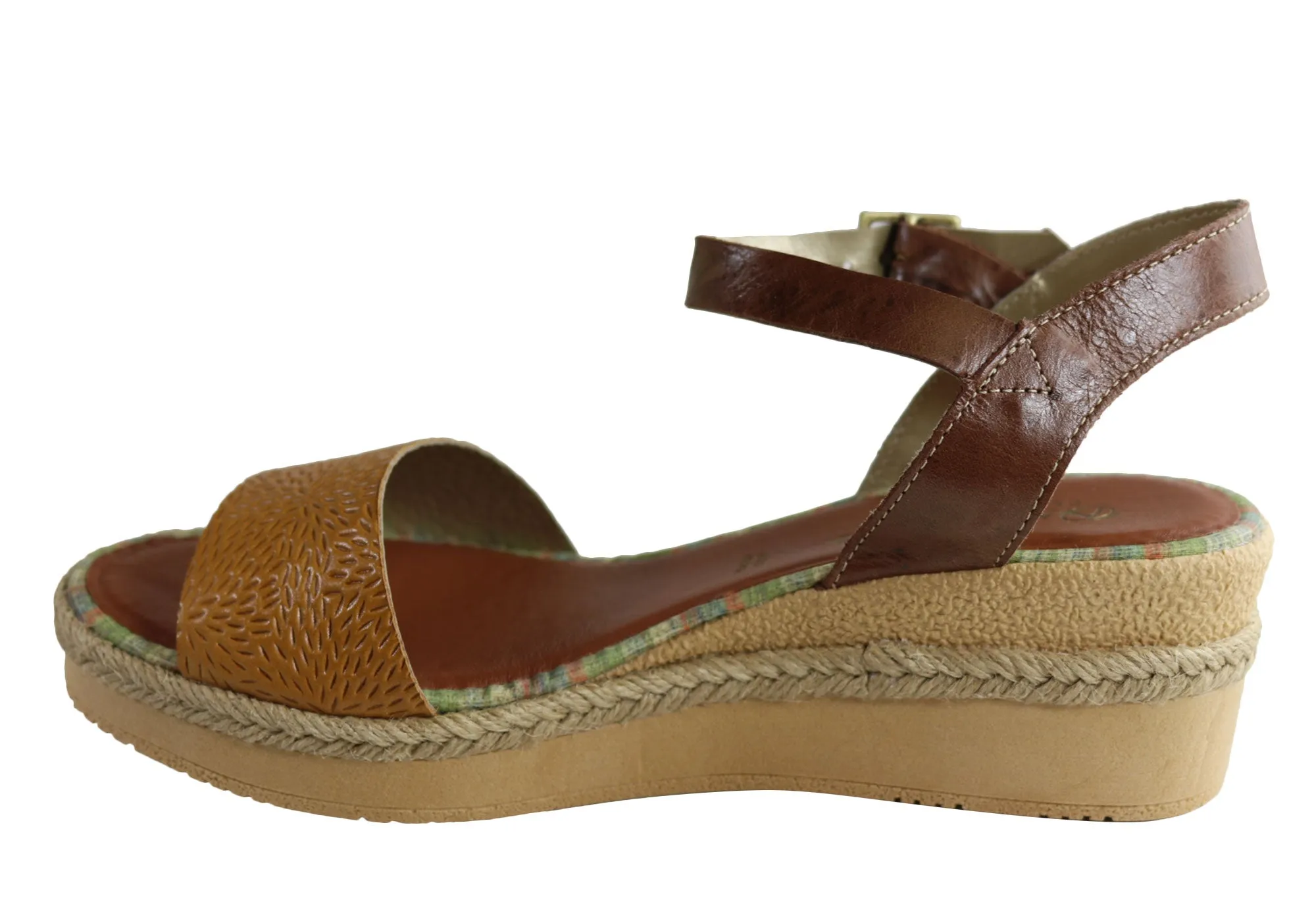 Andacco Zara Sandales Femme Brésiliennes Confortables à Talon Compensé en Cuir Chaussures Andacco