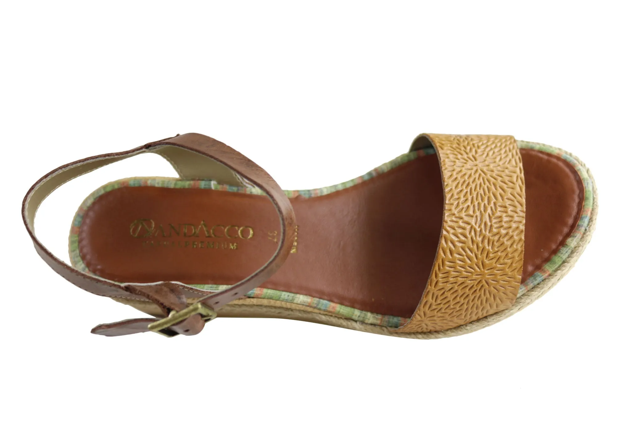 Andacco Zara Sandales Femme Brésiliennes Confortables à Talon Compensé en Cuir Chaussures Andacco