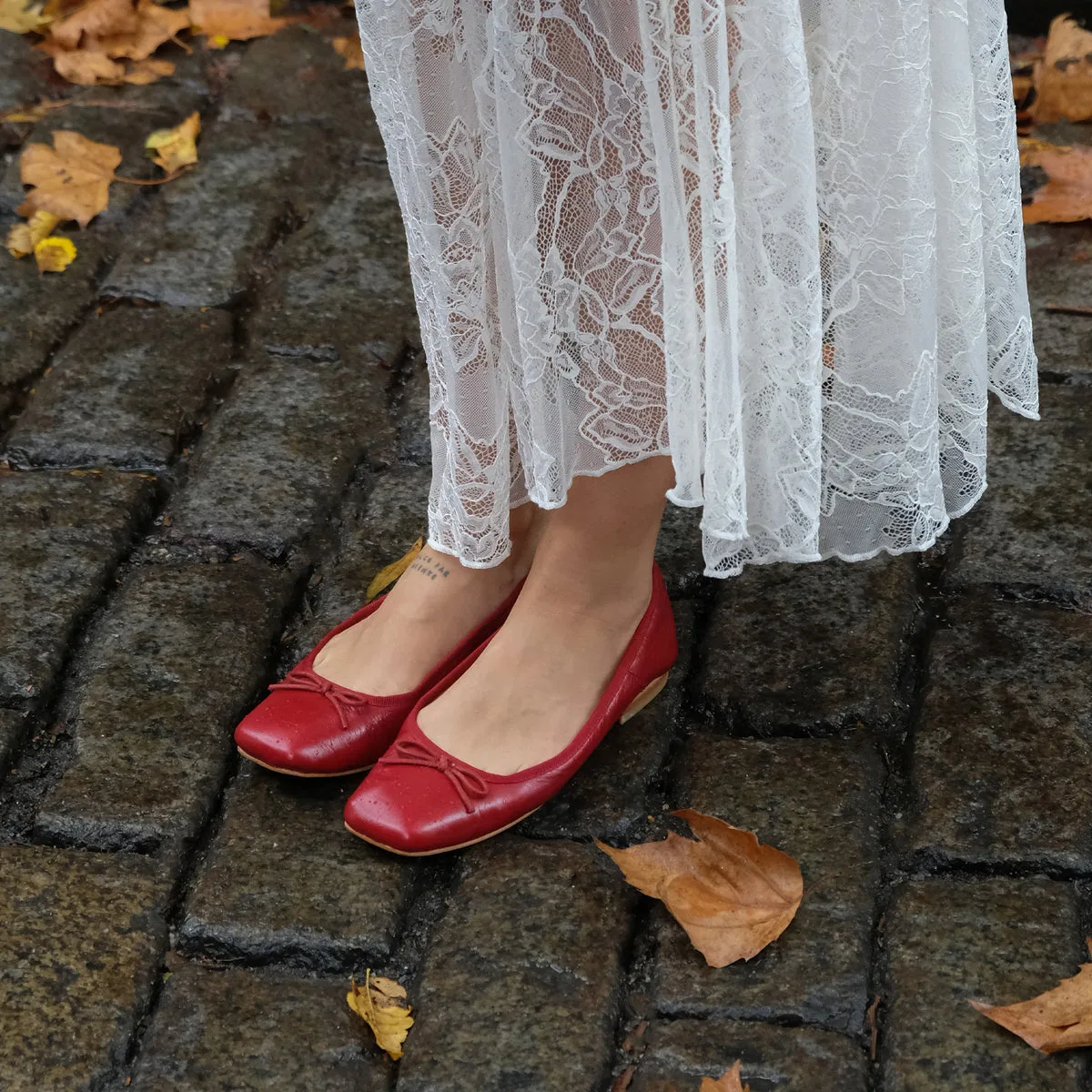 BALLERINES ANISA ROUGE VERNIS FROISSÉ