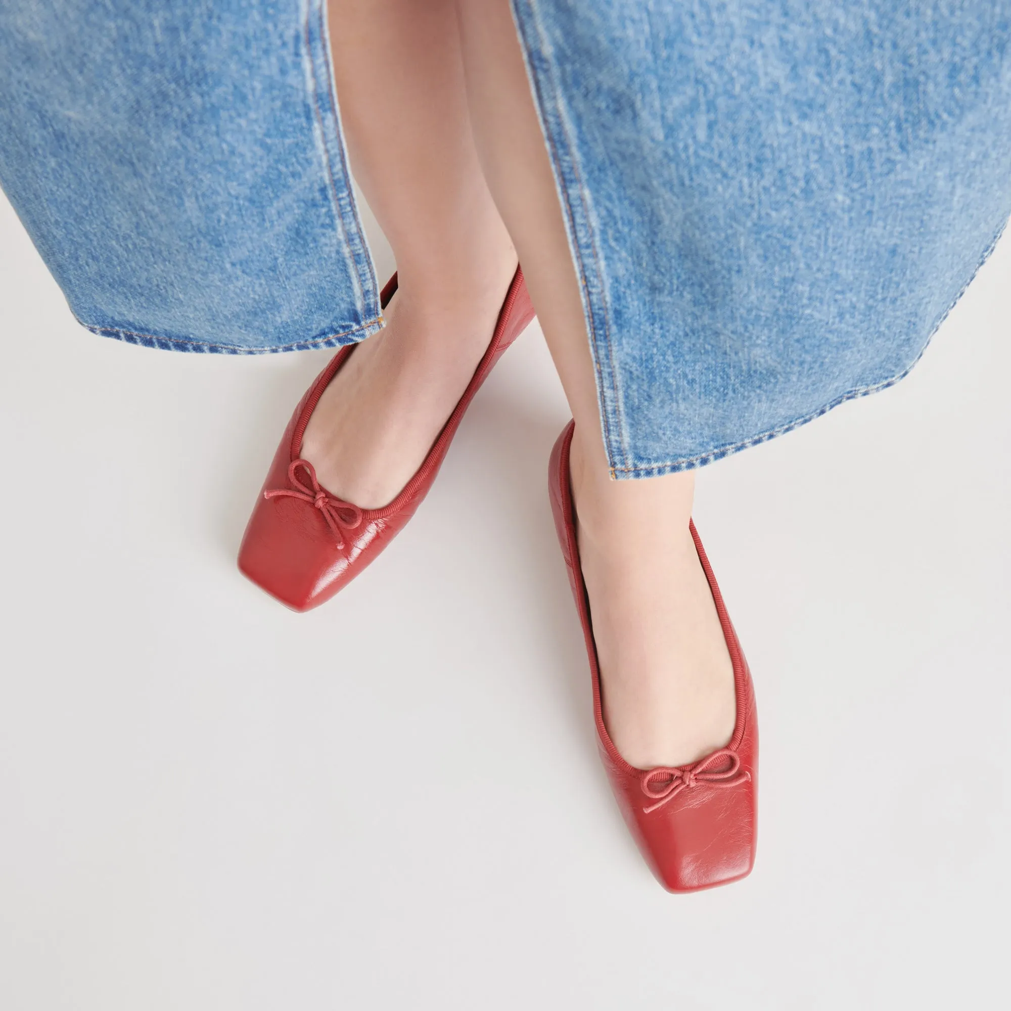 BALLERINES ANISA ROUGE VERNIS FROISSÉ