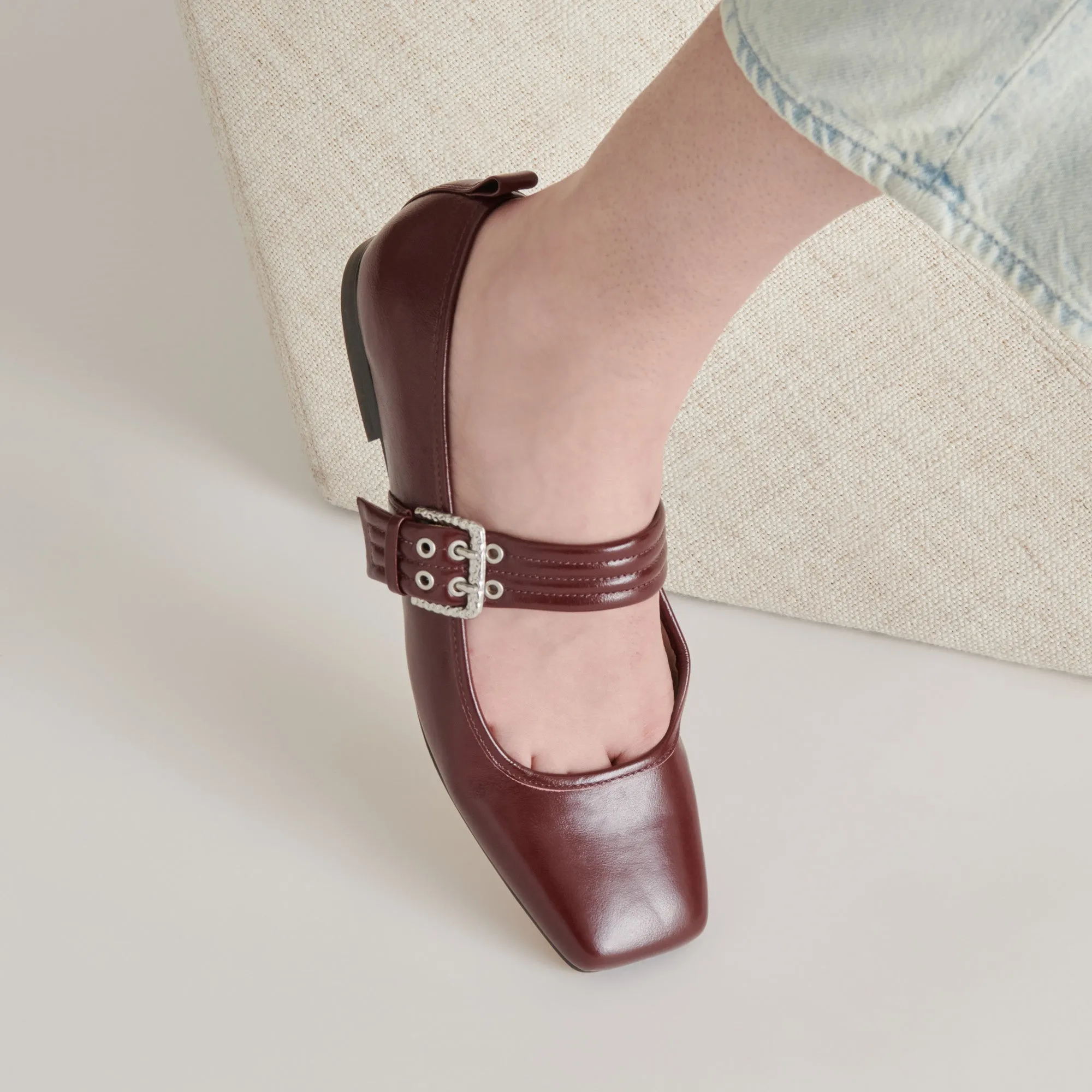 BALLERINES ARORA BORDEAUX PATINÉ PLISSÉ
