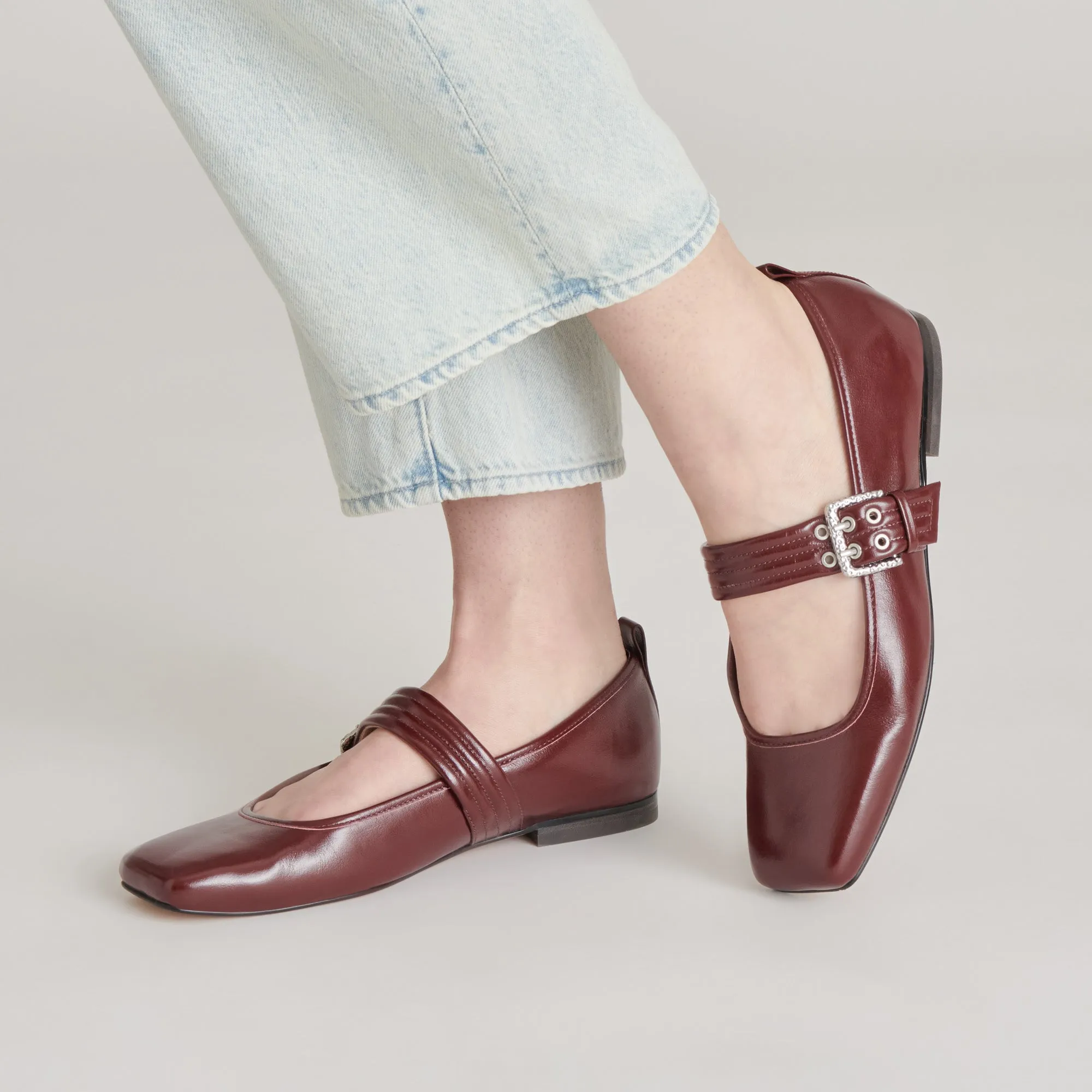BALLERINES ARORA BORDEAUX PATINÉ PLISSÉ
