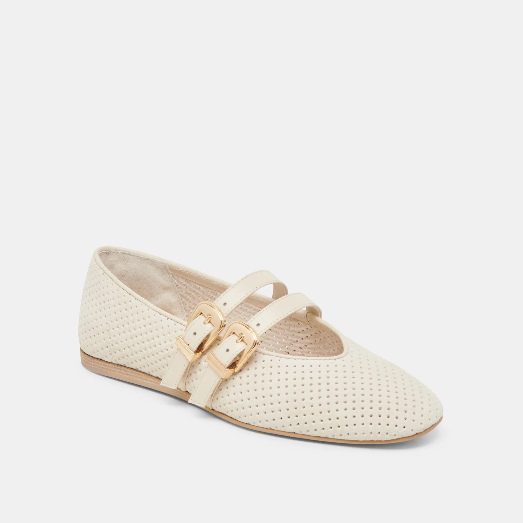 BAYLEE BALLERINES BONE SUÈDE PERFORÉ