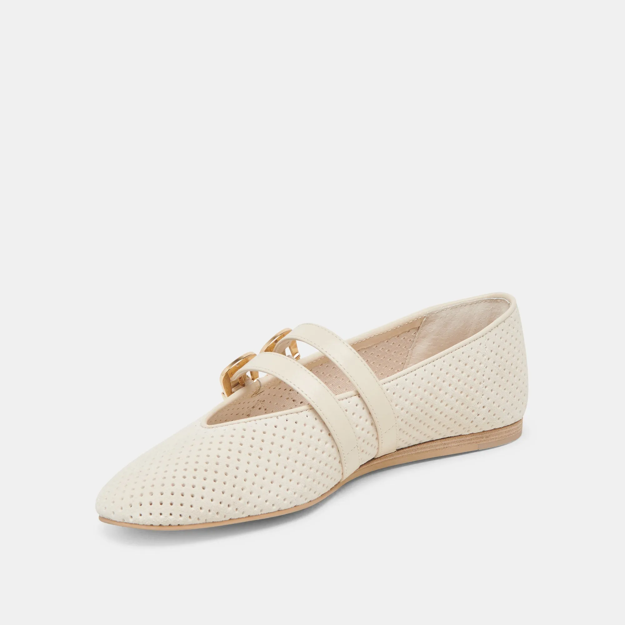 BAYLEE BALLERINES BONE SUÈDE PERFORÉ