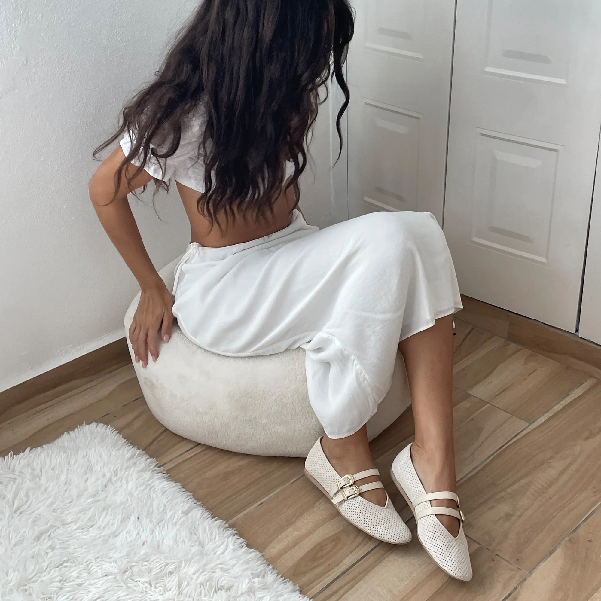 BAYLEE BALLERINES BONE SUÈDE PERFORÉ