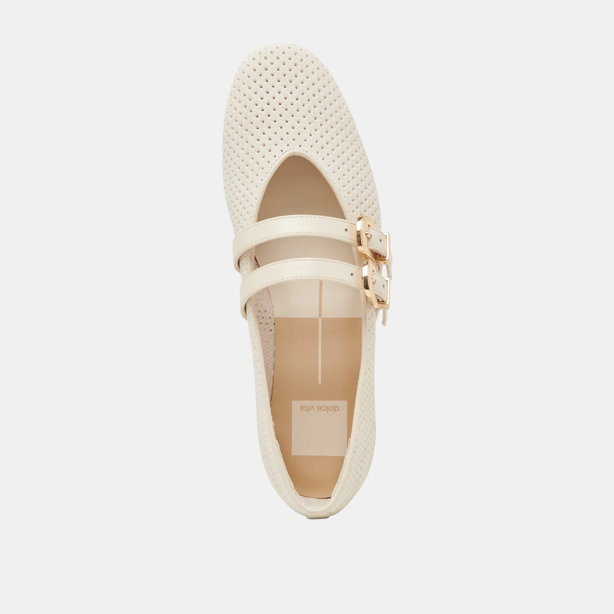 BAYLEE BALLERINES BONE SUÈDE PERFORÉ