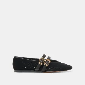 BAYLEE BALLERINES ONYX EN DAIM PERFORÉ