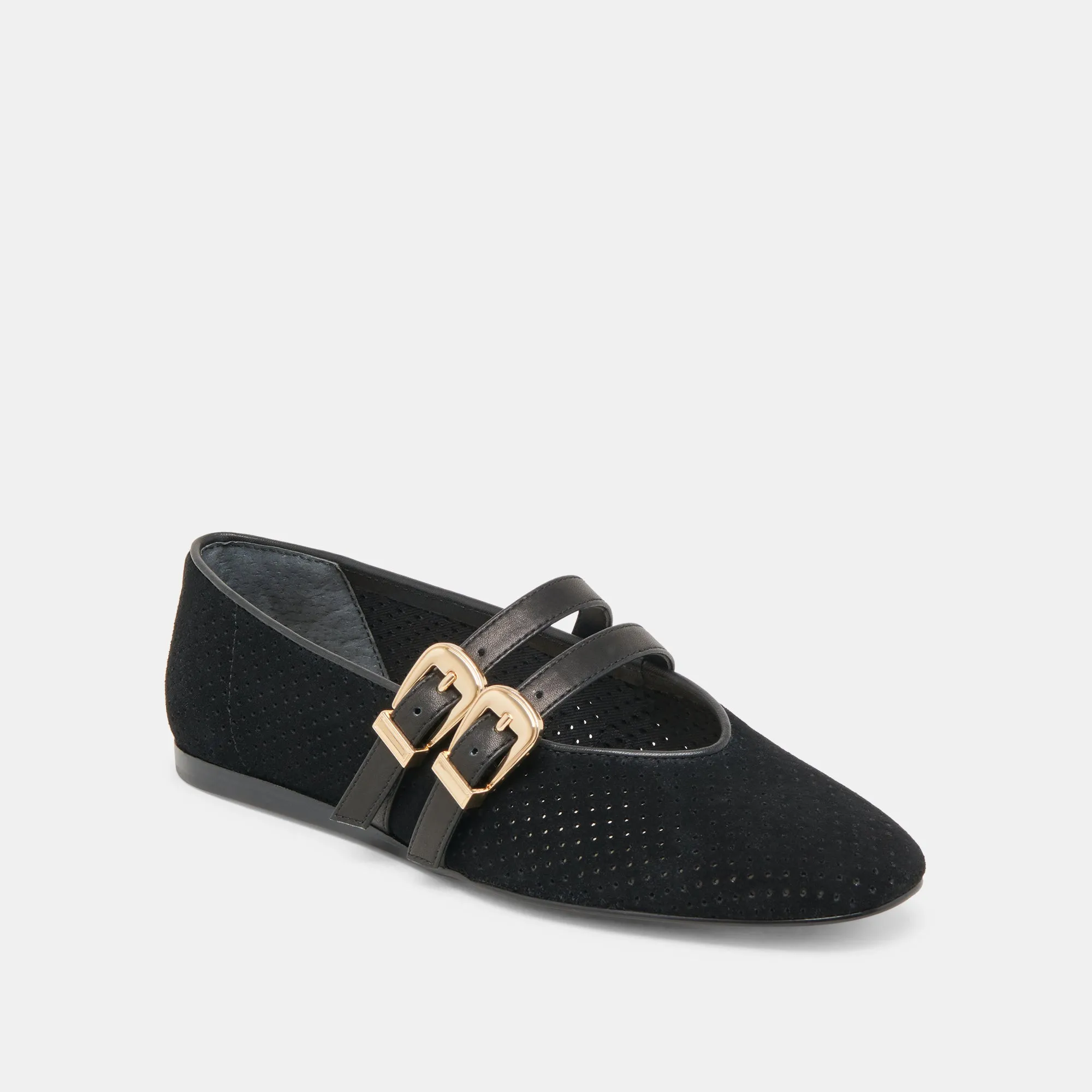 BAYLEE BALLERINES ONYX EN DAIM PERFORÉ