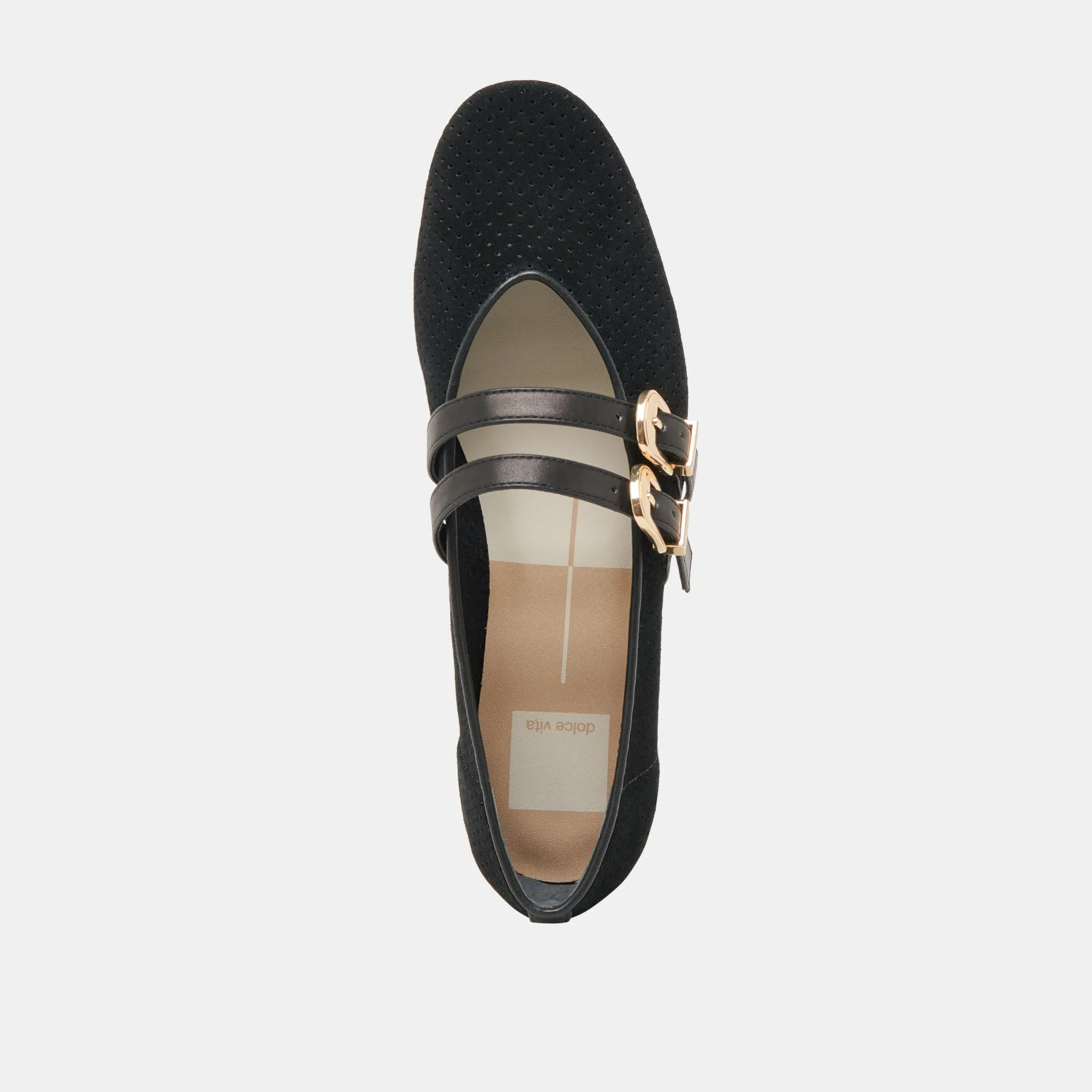 BAYLEE BALLERINES ONYX EN DAIM PERFORÉ