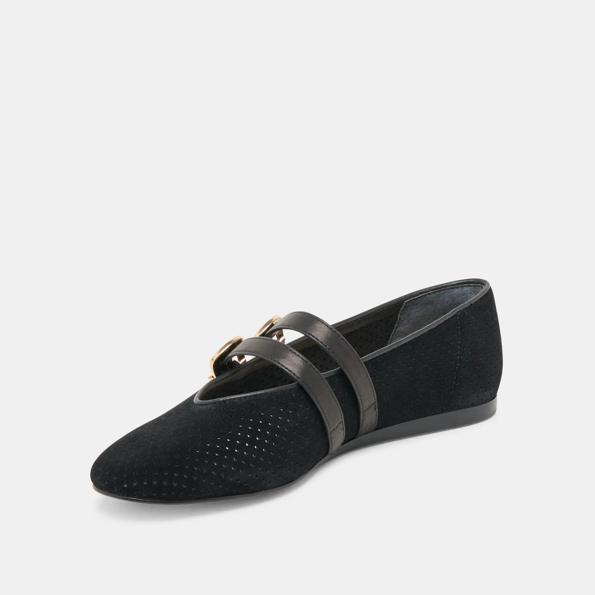 BAYLEE BALLERINES ONYX EN DAIM PERFORÉ