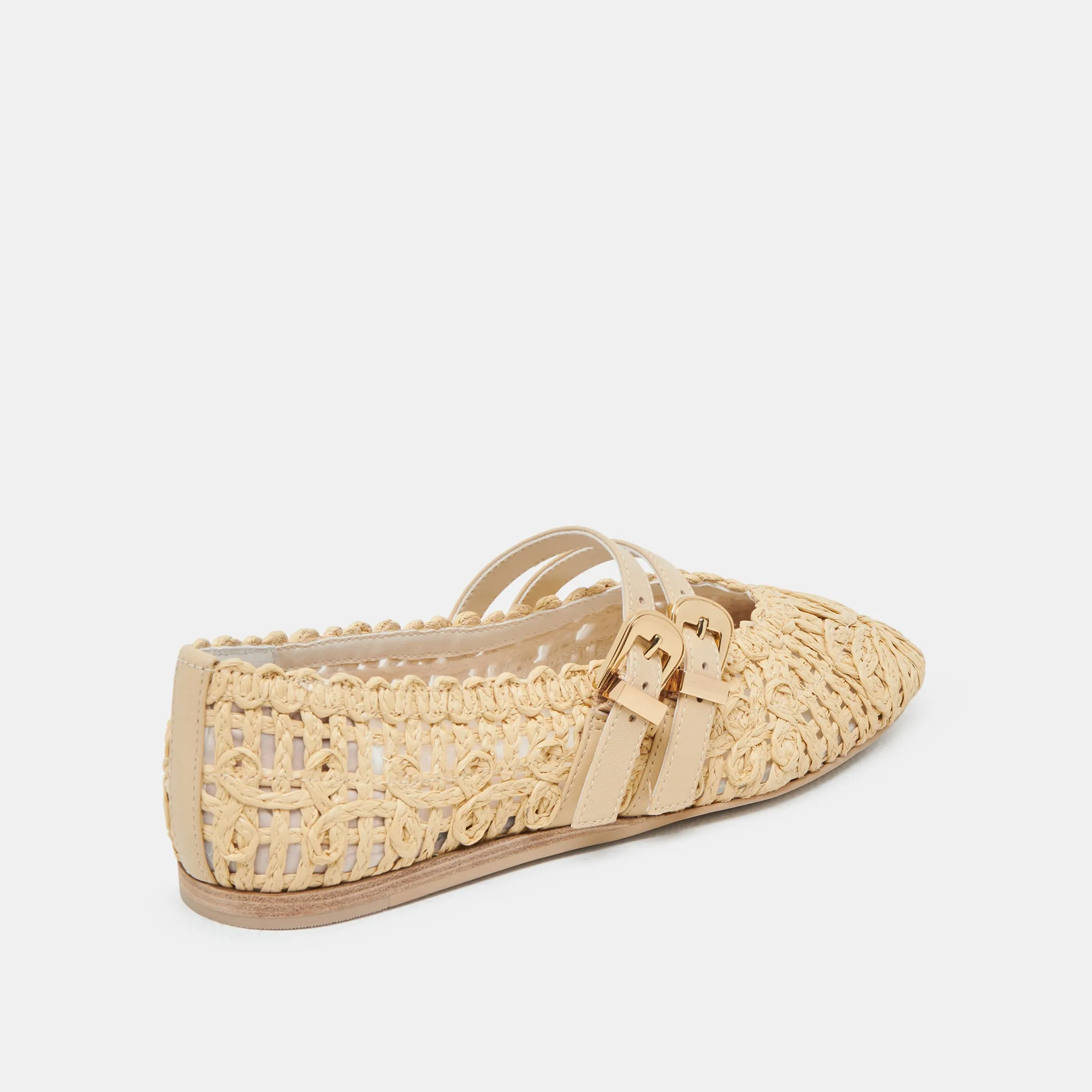BAYLEE Escarpins ballerines larges tournesol LT naturel macramé