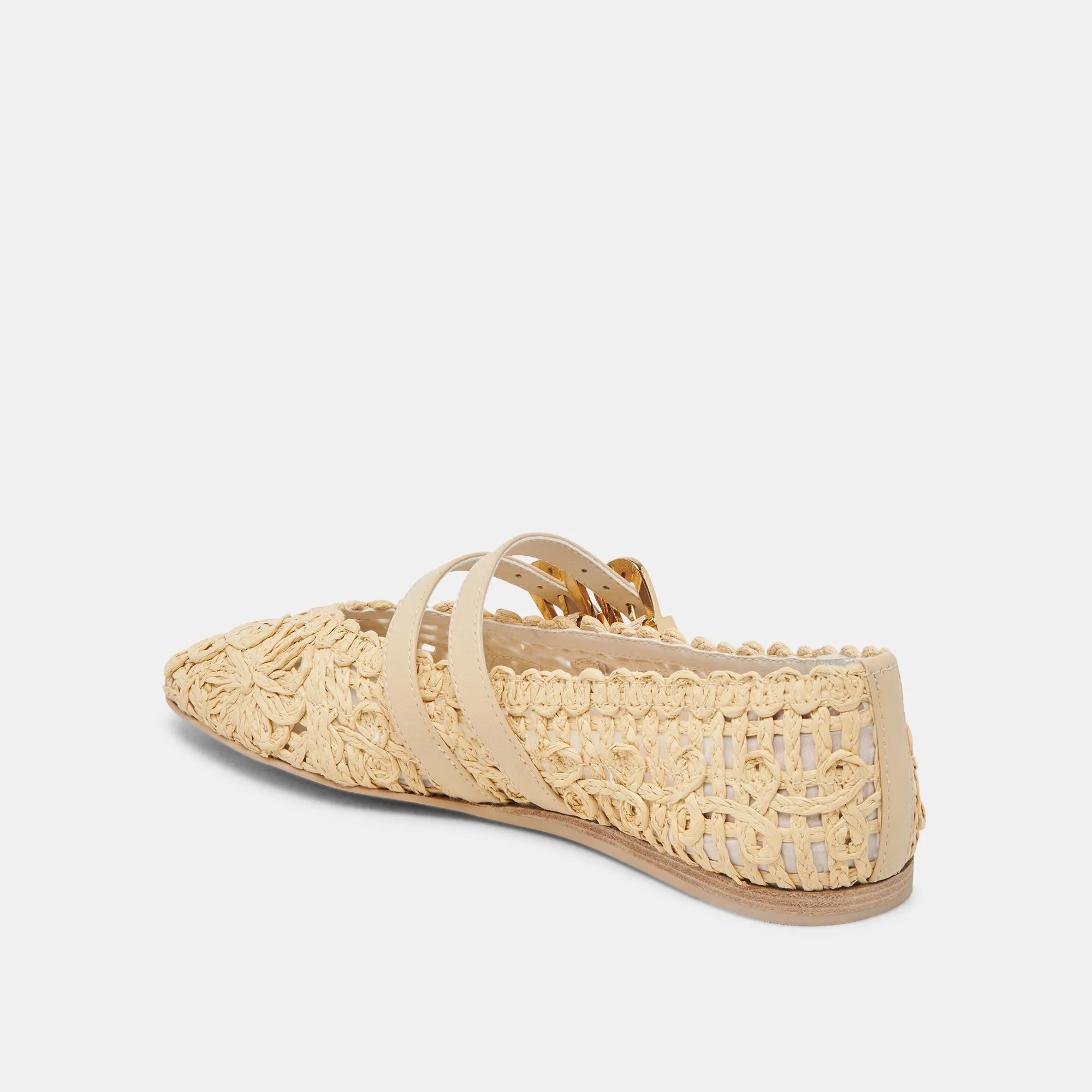 BAYLEE Escarpins ballerines larges tournesol LT naturel macramé