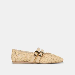 BAYLEE Escarpins ballerines larges tournesol LT naturel macramé