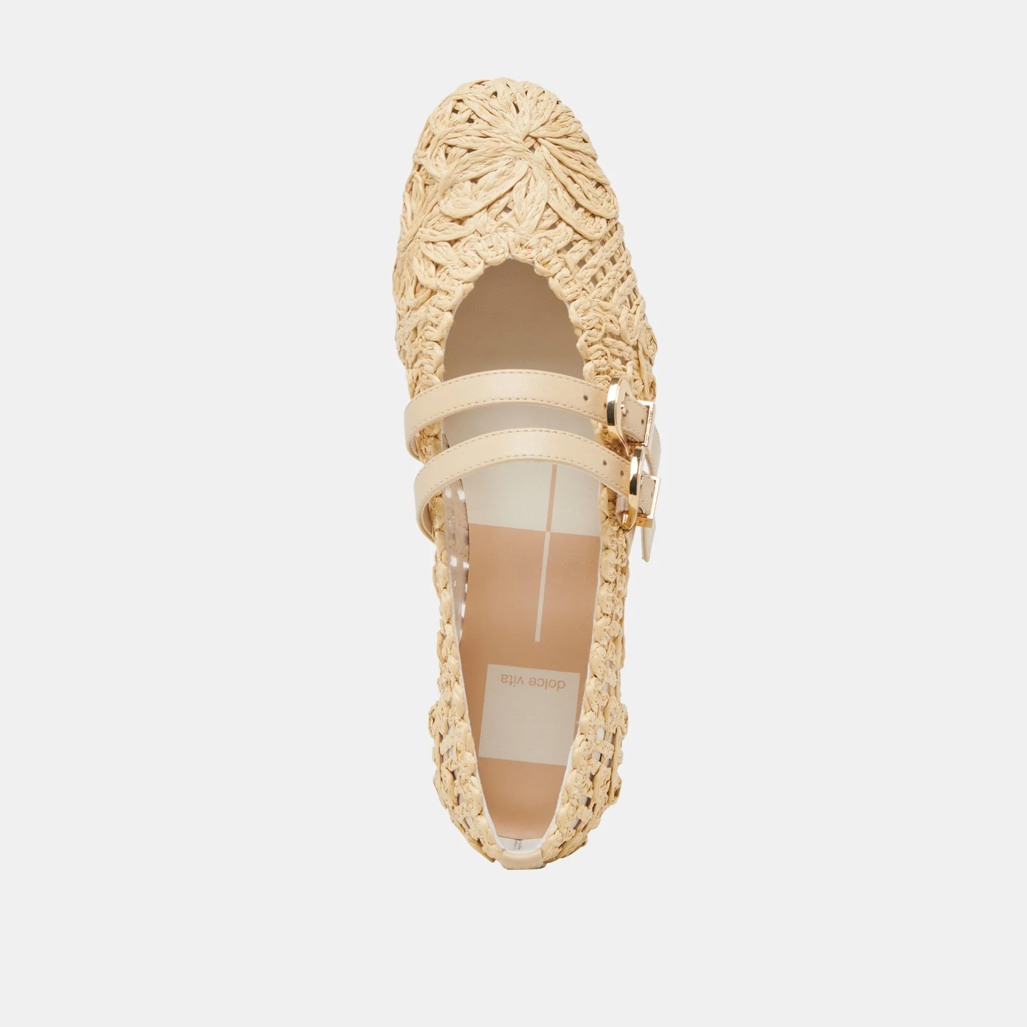 BAYLEE Escarpins ballerines larges tournesol LT naturel macramé