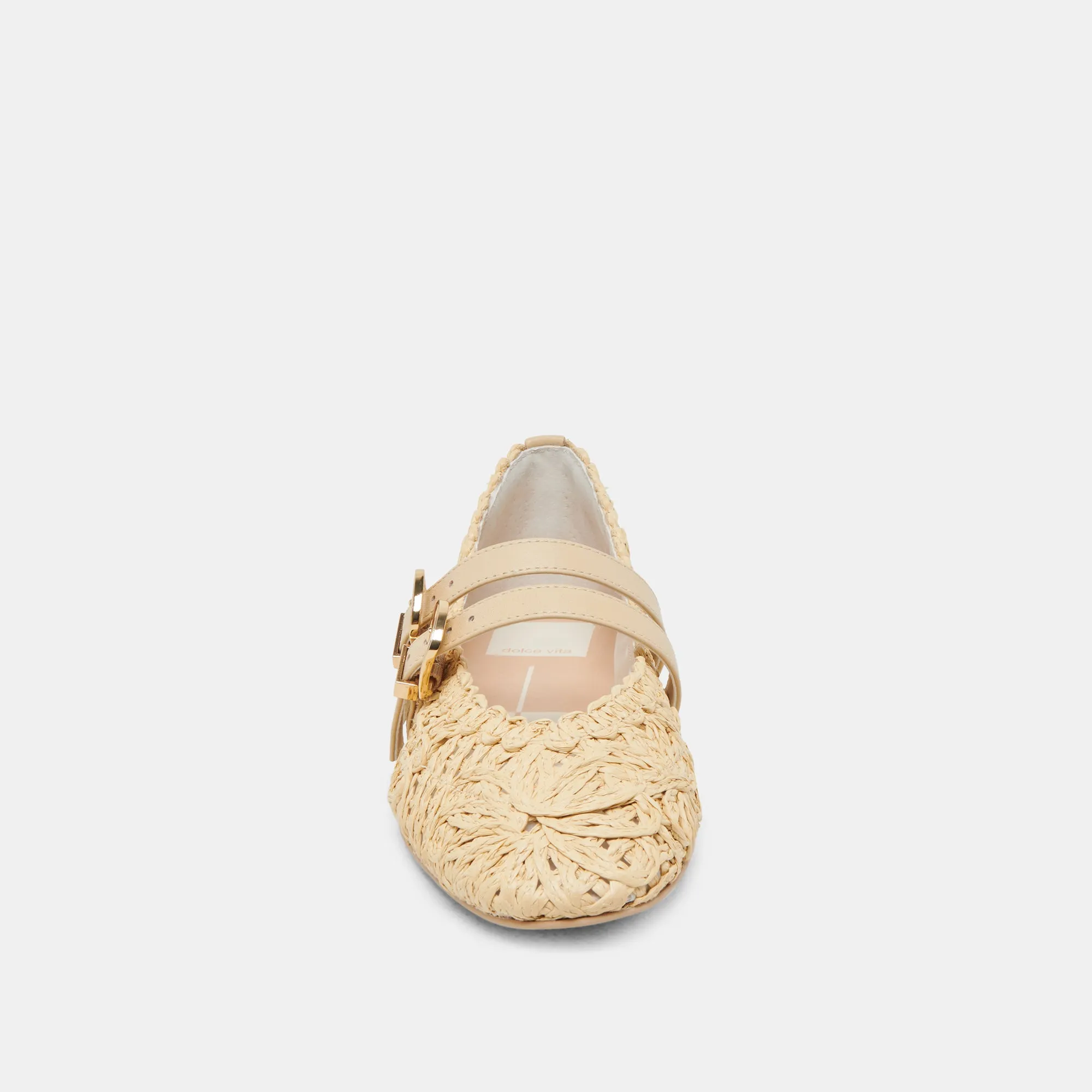 BAYLEE Escarpins ballerines larges tournesol LT naturel macramé