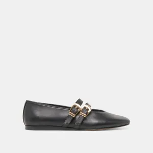 BAYLEE BALLERINES LARGES EN CUIR NOIR