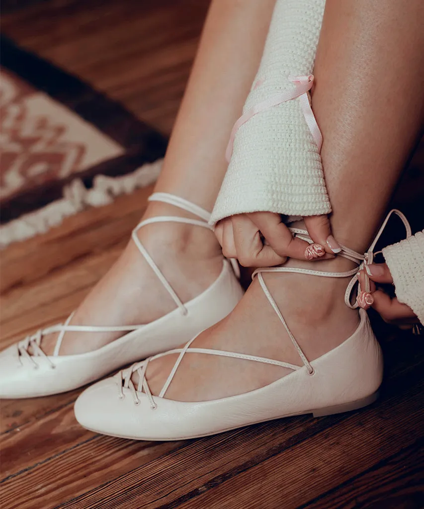 BEATE BALLET FLATS CUIR ROSE CLAIR