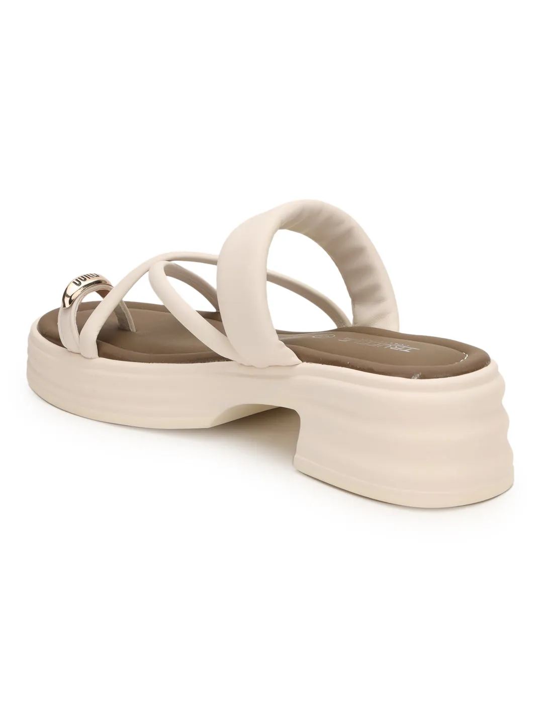 Ballerines à enfiler en PU beige avec anneau d'orteil doré (TC-RS3597-BEIG)