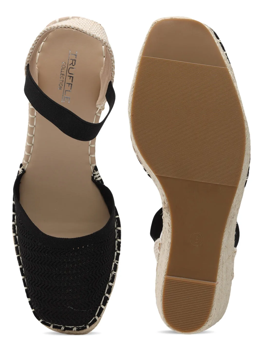 Escarpins à enfiler en maille noire élégants (TC-RS3662-BLK)