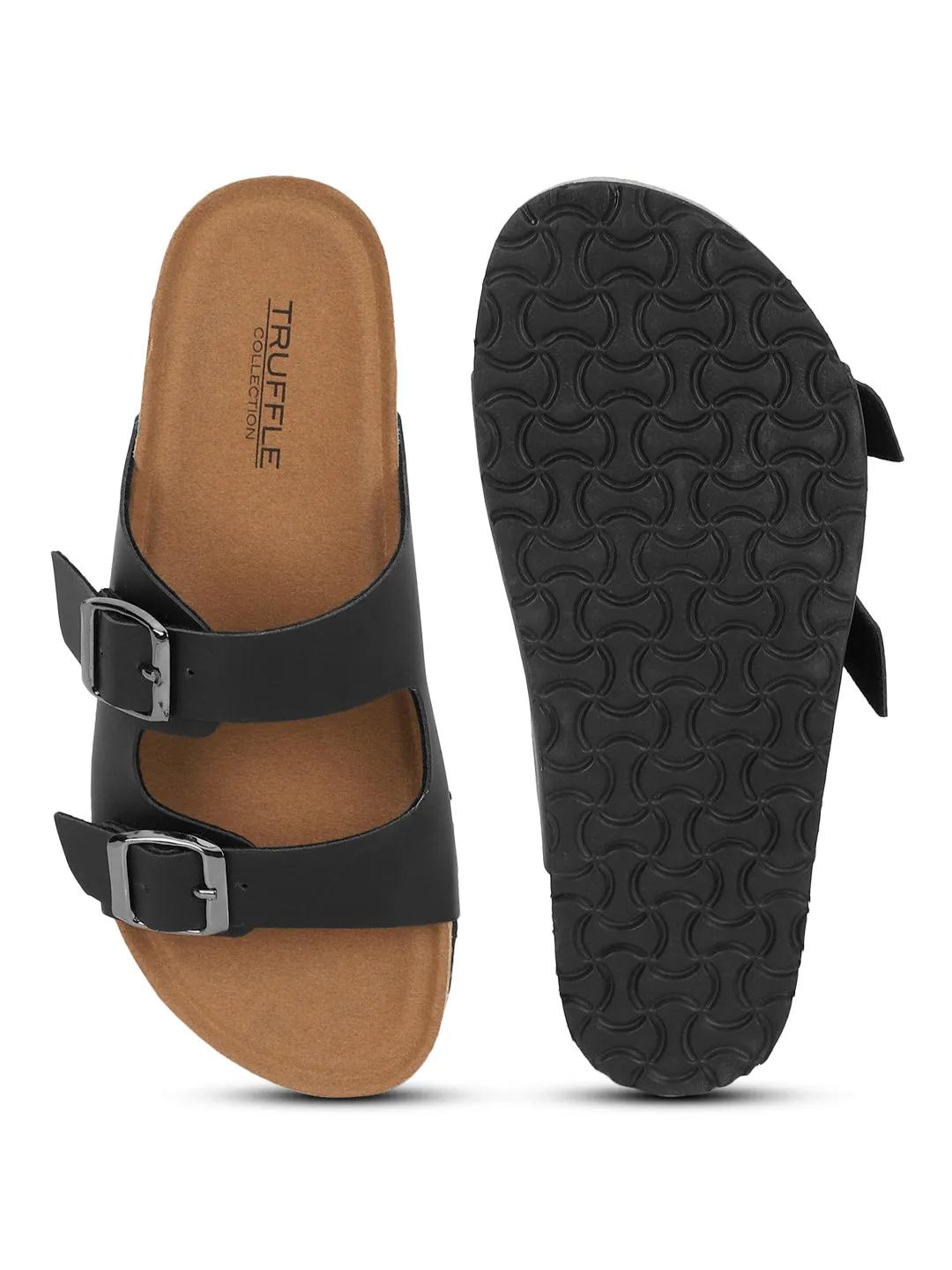 Ballerines à semelle intérieure en liège PU noir et latex (TC-070203-BLK)
