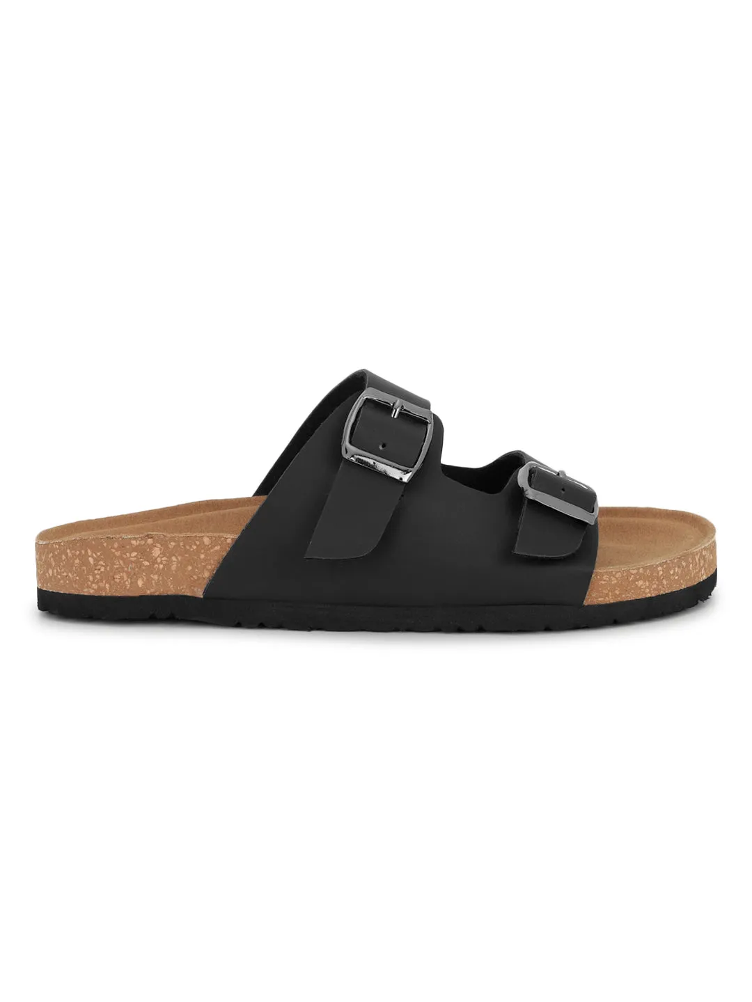 Ballerines à semelle intérieure en liège PU noir et latex (TC-070203-BLK)
