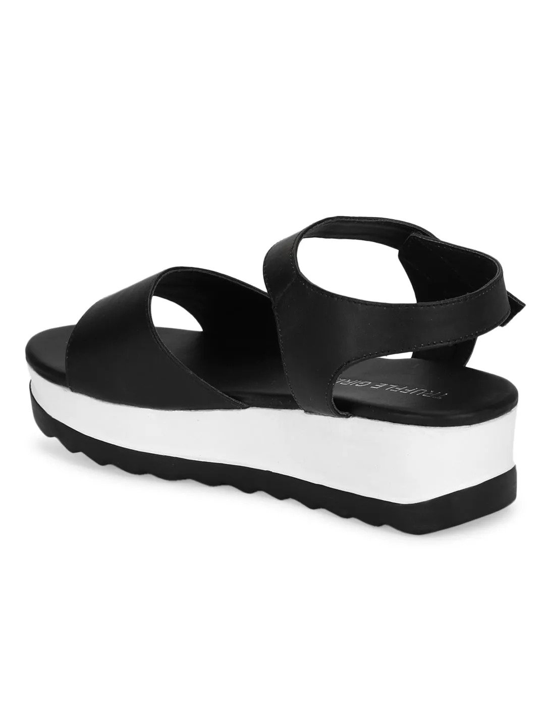 Sandales à plateforme en PU noir (TC-ST-1168-BLK)