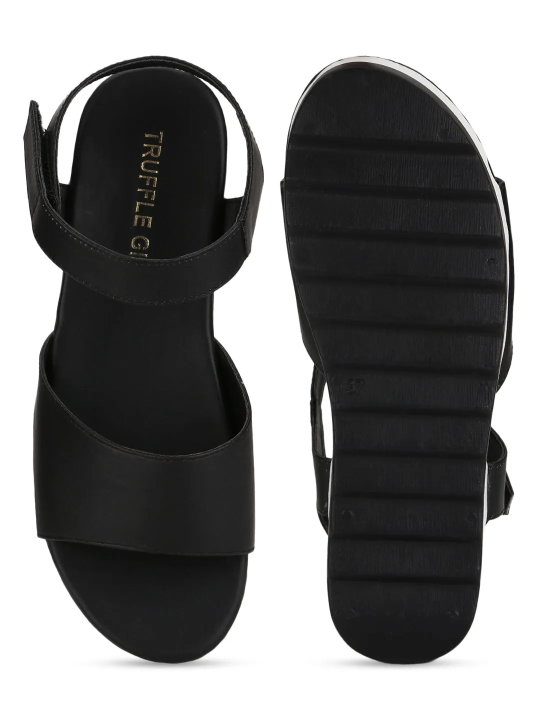 Sandales à plateforme en PU noir (TC-ST-1168-BLK)