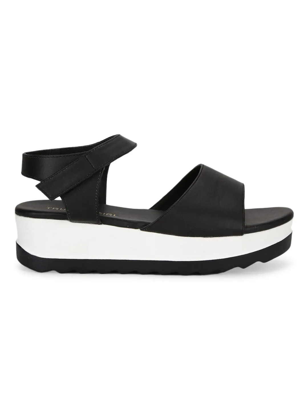 Sandales à plateforme en PU noir (TC-ST-1168-BLK)