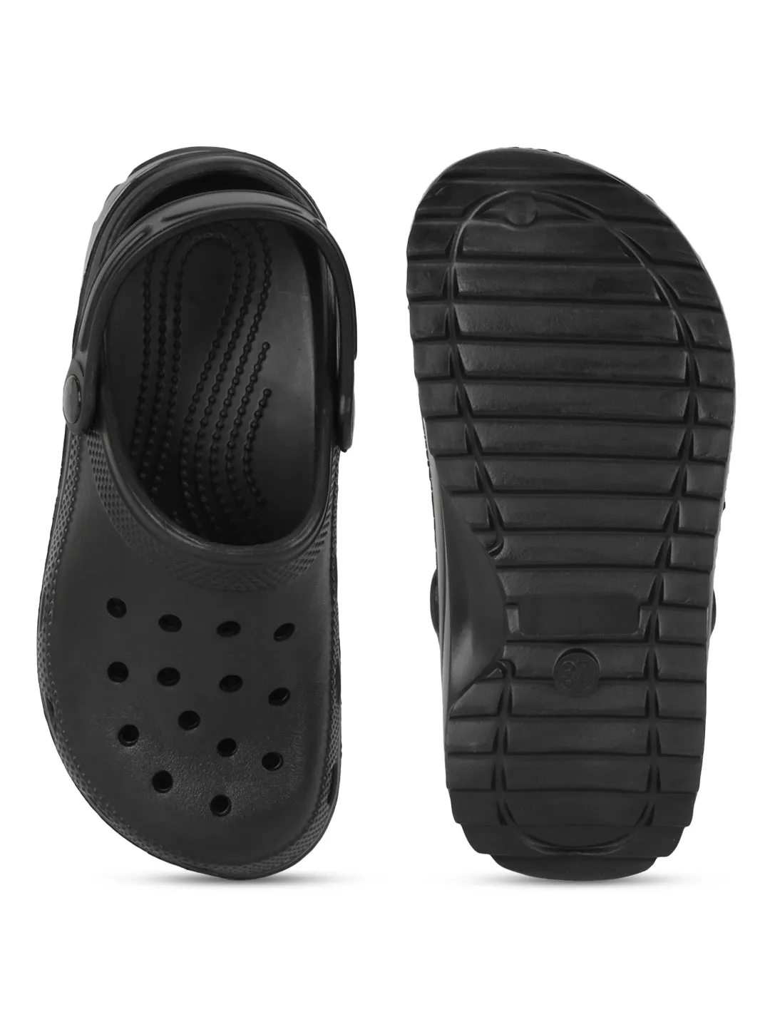 Mules en PU noir à enfiler style Crocs (TC-EZ0129-01-BLK)