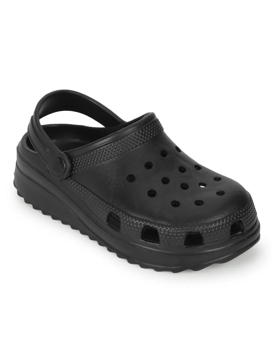 Mules en PU noir à enfiler style Crocs (TC-EZ0129-01-BLK)
