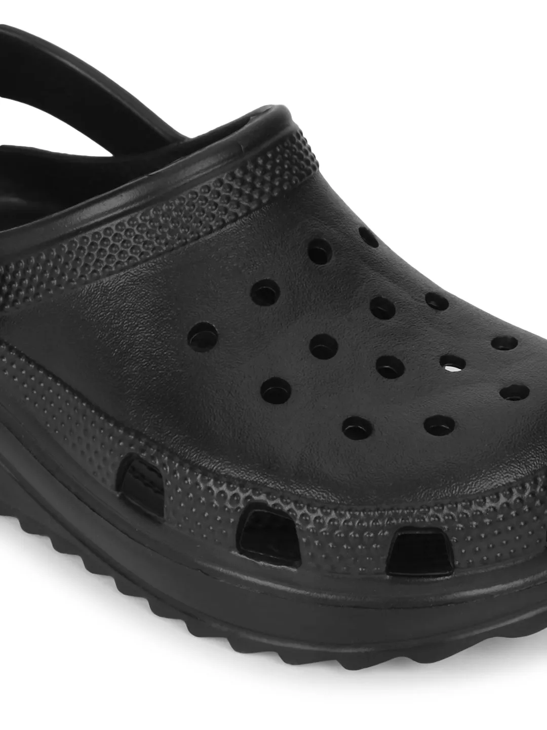 Mules en PU noir à enfiler style Crocs (TC-EZ0129-01-BLK)
