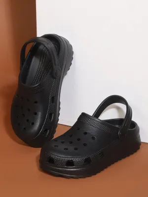 Mules en PU noir à enfiler style Crocs (TC-EZ0129-01-BLK)