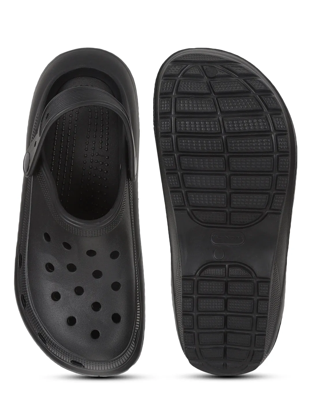 Mules en PU noir à enfiler style Crocs (TC-RS3496-BLK)
