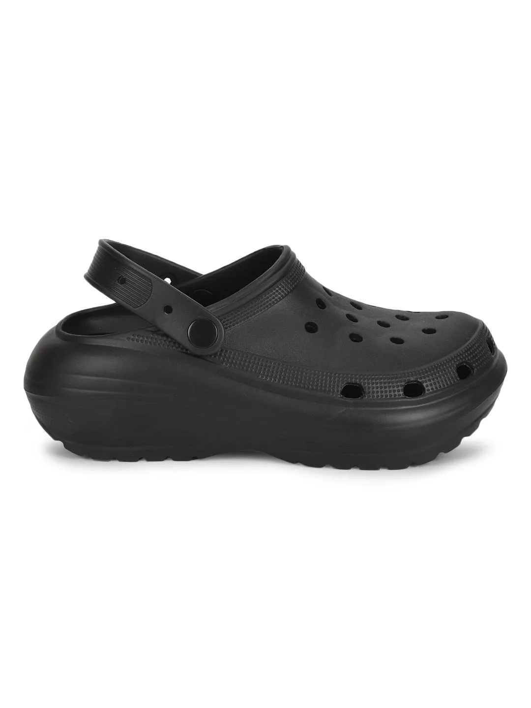 Mules en PU noir à enfiler style Crocs (TC-RS3496-BLK)
