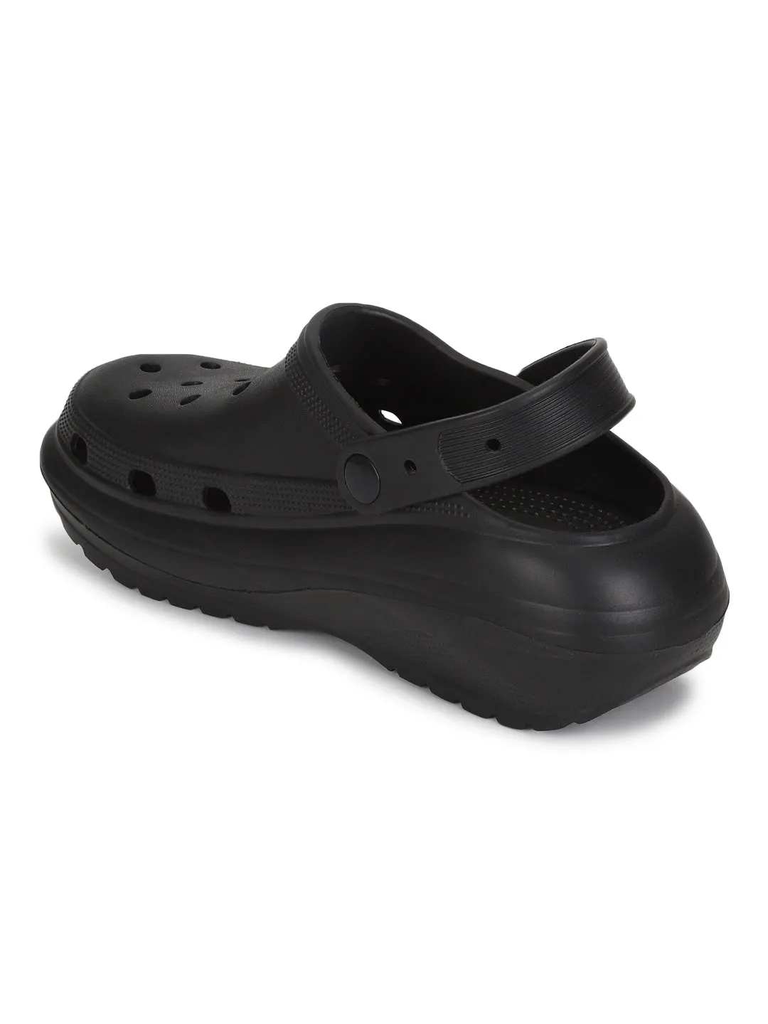 Mules en PU noir à enfiler style Crocs (TC-RS3496-BLK)