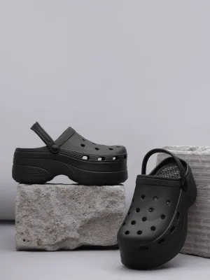 Mules en PU noir à enfiler style Crocs (TC-RS3581-BLK)
