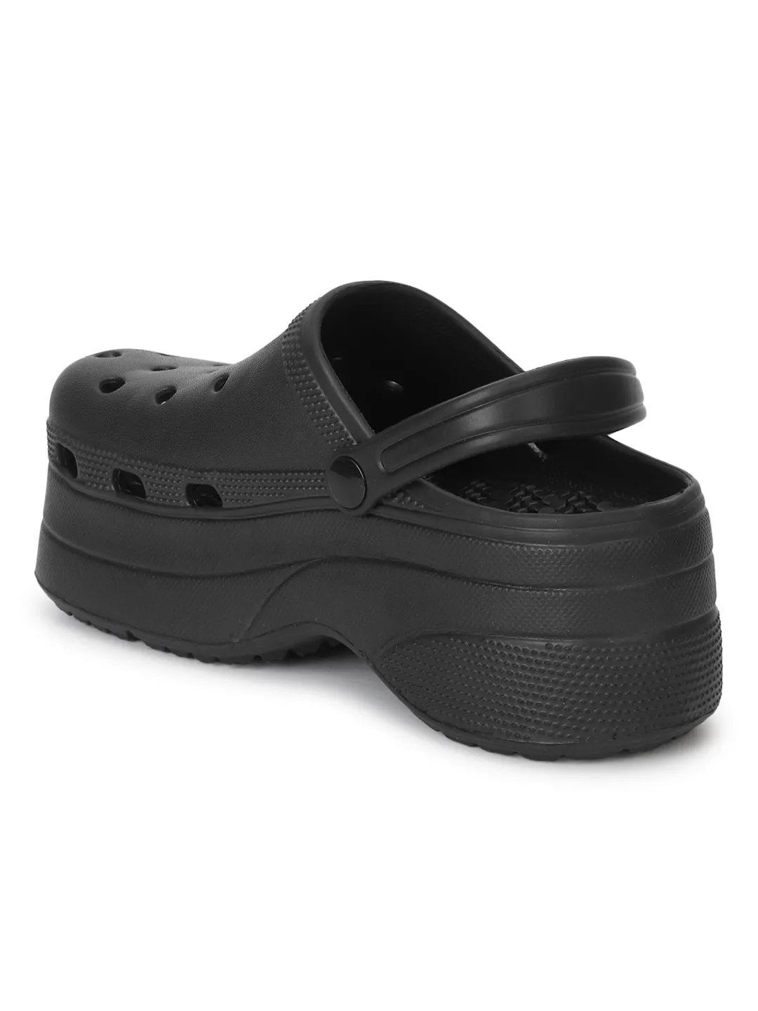 Mules en PU noir à enfiler style Crocs (TC-RS3581-BLK)