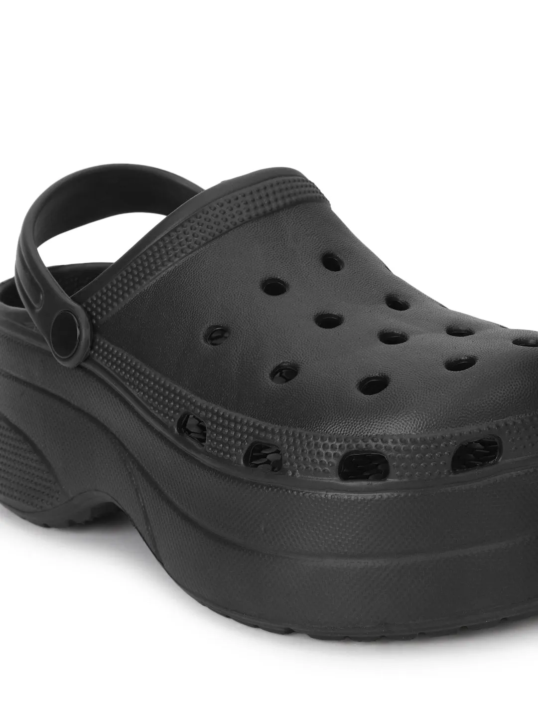 Mules en PU noir à enfiler style Crocs (TC-RS3581-BLK)