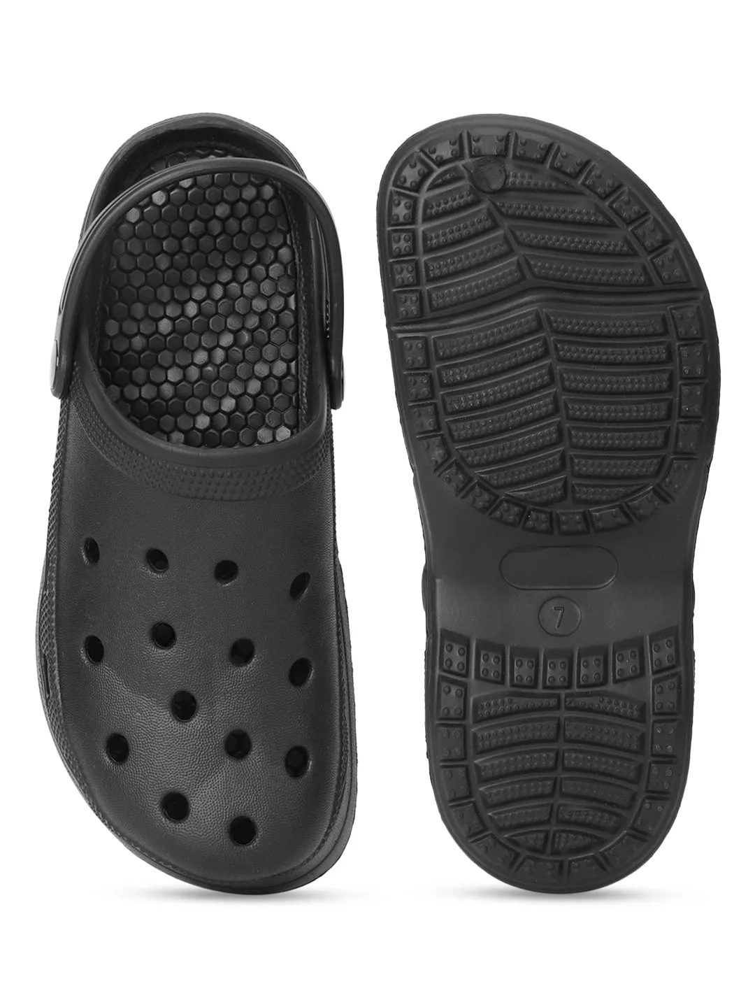 Mules en PU noir à enfiler style Crocs (TC-RS3581-BLK)