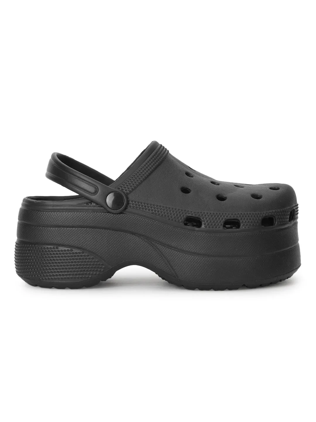 Mules en PU noir à enfiler style Crocs (TC-RS3581-BLK)