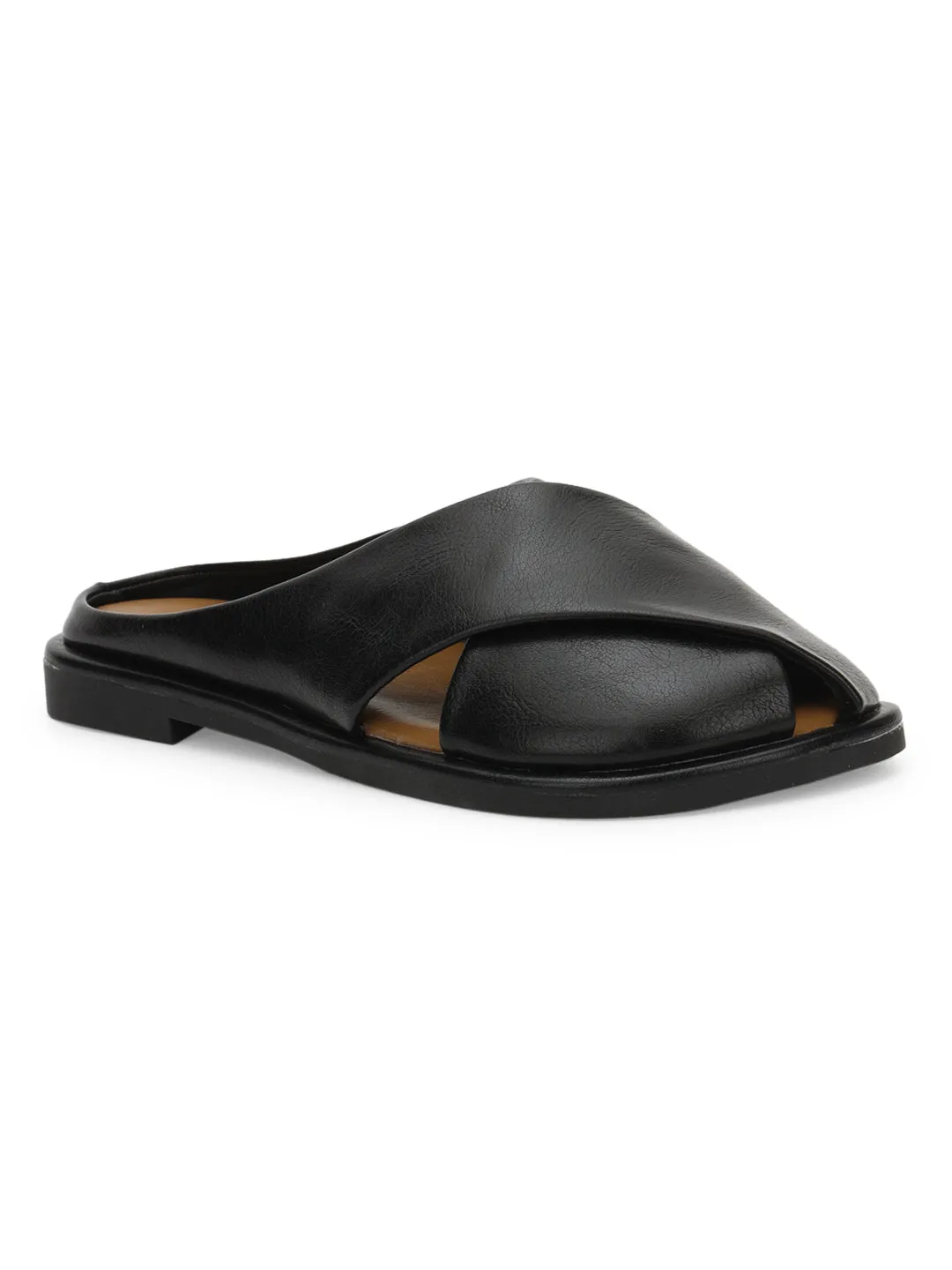 Escarpins à enfiler en PU noir (TC-RS3655-BLK)