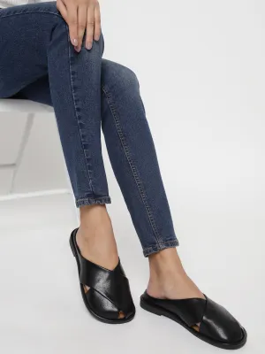 Escarpins à enfiler en PU noir (TC-RS3655-BLK)
