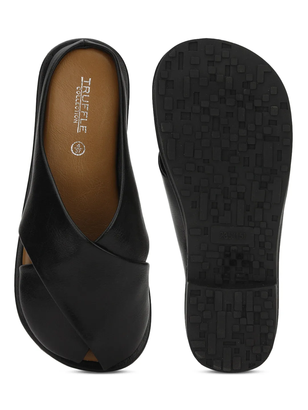 Escarpins à enfiler en PU noir (TC-RS3655-BLK)