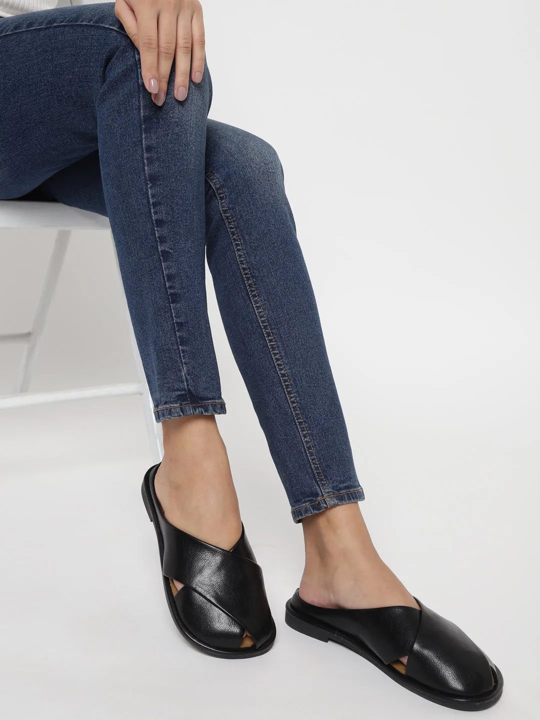 Escarpins à enfiler en PU noir (TC-RS3655-BLK)