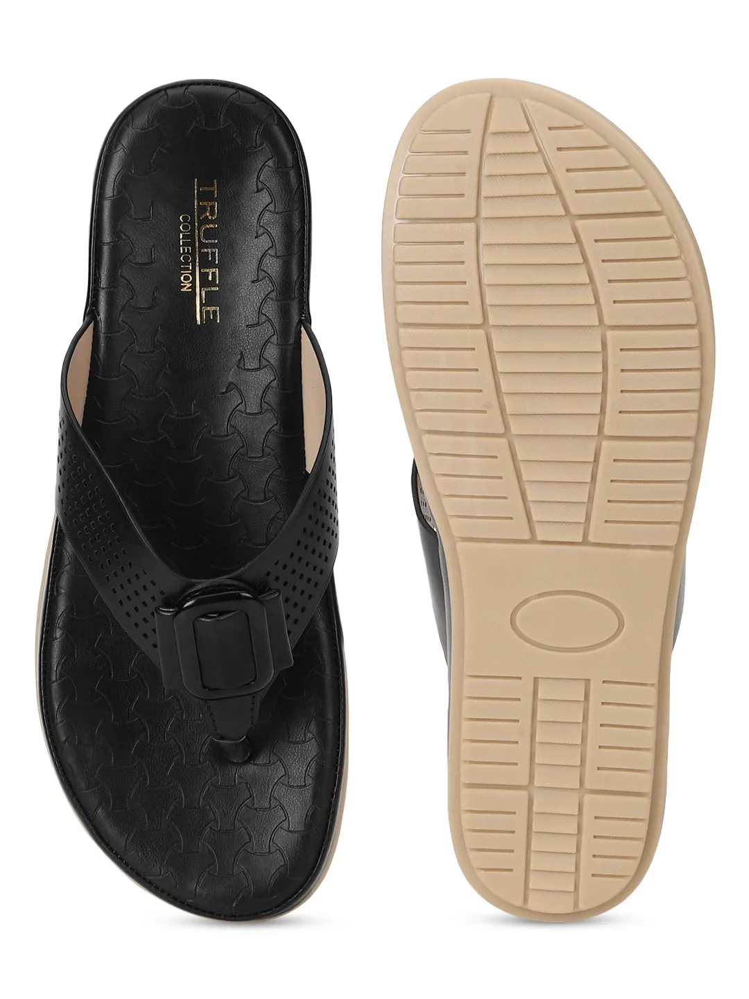 Escarpins à enfiler en PU noir (TC-ST-015-BLK)