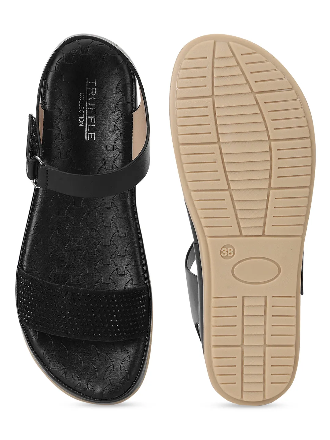 Sandale Black PU à enfiler (TC-ST-016-BLK)